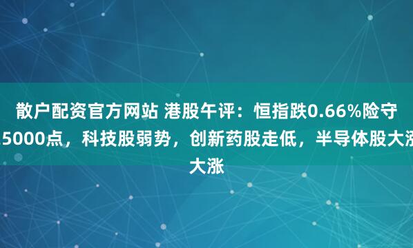 散户配资官方网站 港股午评：恒指跌0.66%险守25000点，科技股弱势，创新药股走低，半导体股大涨